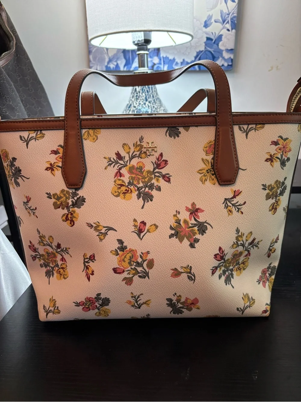 Authentic Rare Tory Burch Kerrington Small Rose Floral Tote Bag– EUC